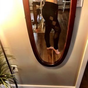 Women’s black leggings with mesh detail